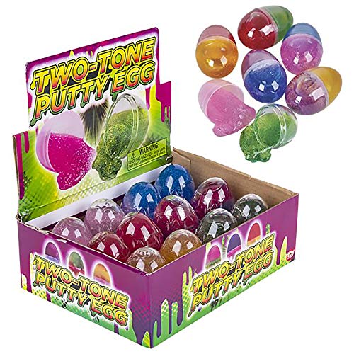 Happy Easter Egg Putty Slime Glittery Two-Tone, Assorted Glittery Colors, 2.5