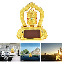 Qiilu Car Spinning Prayer Wheel, Tibetan Tibet Buddhist Solar Energy Spinning Prayer Wheel for Car Interior Decoration