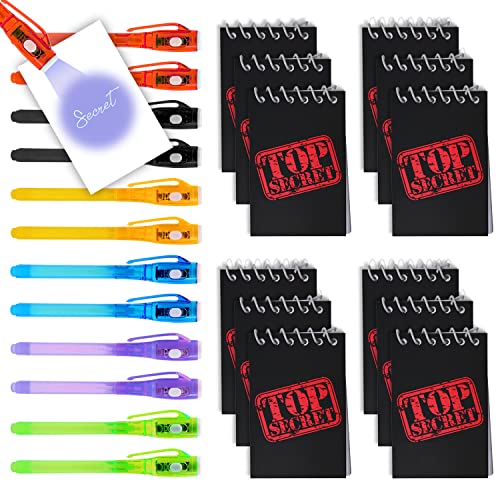 Invisible Ink Spy Pen with UV light (12 Pack) + Mini 