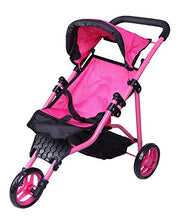 Load image into Gallery viewer, Precious Toys Jogger Hot Pink Doll Stroller, Black Foam Handles and Hot Pink Frame - 0129A
