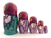 Load image into Gallery viewer, Orange Cat Nesting Dolls Russian Hand Carved Hand Painted 5 Piece Matryoshka Set
