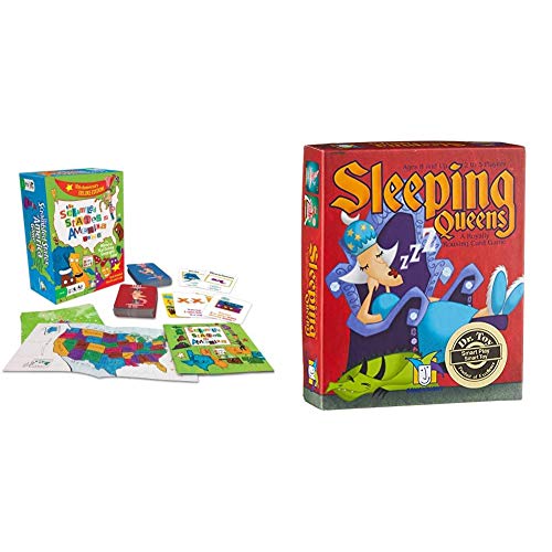 Gamewright The Scrambled States of America Game & Sleeping Queens Card Game, 79 Cards