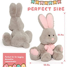 Load image into Gallery viewer, MorisMos Giant Bunny Stuffed Animal-31.5&quot; Large Stuffed Bunny, Grey Easter Rabbit Stuffed Animal with Pink Ear, Soft Giant Stuffed Bunny Plush Toy Gift for Girl Boy on Halloween, Easter, Christmas
