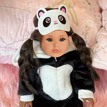 Load image into Gallery viewer, MY GENIUS DOLLS Clothes - Panda Onesie Pajama with Matching Sleepover Masks - Clothes for 18 inch Dolls Like Our Generation, My Life. Accessories for Slumber Party Favor
