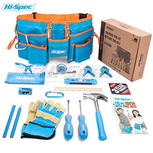 Load image into Gallery viewer, Hi-Spec 16 Piece Kid&#39;s Blue Tool Kit Set with Tool Belt. Real Metal DIY Hand Tools for Children &amp; Starters Including Work Gloves, Dust Glasses &amp; More
