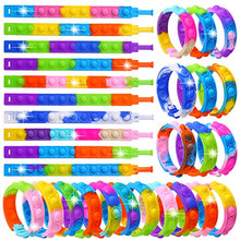 Load image into Gallery viewer, 90Pcs Pop Bracelet Fidget Toy, Fidget Bracelet Wearable Push Poping Bubble Sensory Toys Stress Relief Finger Press Silicone Wristband for Kids and Adults
