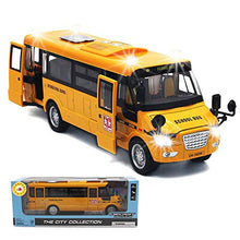 Load image into Gallery viewer, CORPER TOYS School Bus Toy Die Cast Vehicles Yellow Large Alloy Pull Back 9&#39;&#39; Play Bus with Sounds and Lights for Kids
