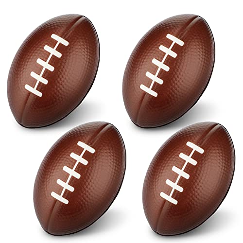 4 Pieces Foam Toy Footballs Tiny Footballs Football for Party Favors Brown Football Stress Ball for Indoor Outdoor Games Party Supplies Kids School Carnival Reward Christmas Bag Fillers