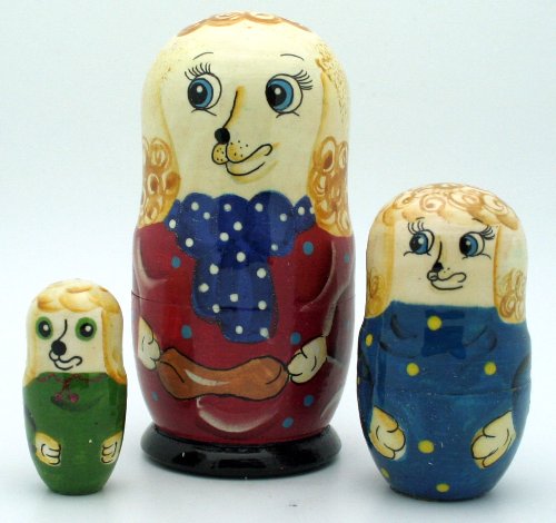 Dog Nesting Dolls Poodle Russian Hand Carved Hand Painted 3 Piece Stacking Set