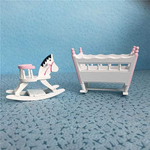 Load image into Gallery viewer, 1:12 Scale Dollhouse Furniture Wooden Bedroom Set(2pcs)-Bassinette,Rocking Horse,Non-Toxic Paint
