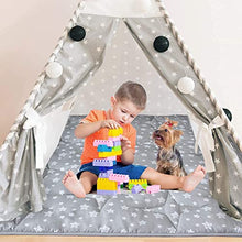 Load image into Gallery viewer, Kids Teepee Play Tent Mat with Toddler Pillow, Square Quilted Mat and Kids Pillow for Playtent
