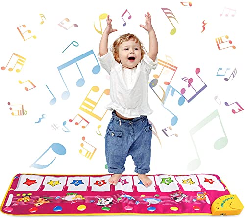 Piano Mat 39'' x 14'' Toddler Musical Mats Kids Floor Piano Keyboard Mat with 24 Music Sounds Early Education Musical Toys Gift for Toddlers Girls Boys