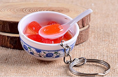 Lingduan Artificial Lifelike PVC Flower Bowl Noodles Cellphone Bag Strap Pendant Key Chain Boys Girls Toy Gift Simulation of Chinese Food (1)
