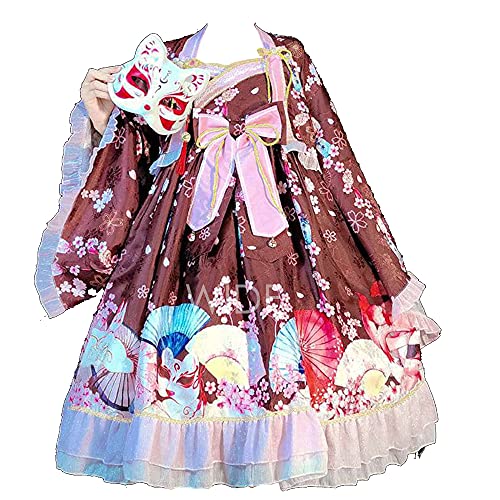 WIDF Japanese Kimono Style Lolita Princess Dress Kawaii Long Sleeves Sweet Girl Fancy Dress 2021 Maid Costume Large