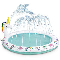 Future Way Inflatable Sprinkler Pool for Kids, 68 Inch Adjustable Splash Pad, Upgraded Outdoor Water Pool and Indoor Toy, Perfect Summer Gift for Girls, Unicorn Design