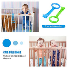 Load image into Gallery viewer, Baby Pull Up Rings, 2 Pack Bed Stand Up Assistant, Play Gym Crib Pull Ring for Toddler Kids Children Walking Training Tool(Blue and Green)
