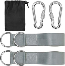Load image into Gallery viewer, Borndo Swing Hanging Hammock Straps Kit Holds 990Lbs, 4.9ft Long with Two Zinc Alloy Carabiners, Tree Swing &amp; Hammocks, Perfect for Swings,Carry Pouch Easy Fast Installation
