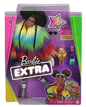 Load image into Gallery viewer, Barbie Extra Doll #1 in Furry Rainbow Coat with Pet Poodle, Brunette Afro-Puffs with Braids, Including Shine Bright Sunglasses, Multiple Flexible Joints
