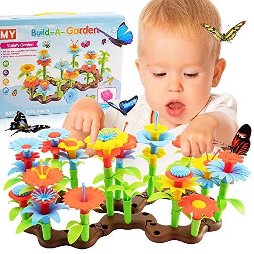 Flower Garden Building Toys, 54PCS Stem Toy Educational Stacking Game Playset Gardening Pretend Gift for Girls