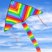 FQD&BNM Kite Colorful Rainbow Kite Long Tail Nylon Outdoor Kites Flying Toys for Children Kids Kite Surf with 30m Kite Line