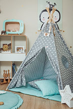 Load image into Gallery viewer, Wigiwama Grey Stars Teepee with Mint Mat, Multicolour, One Size
