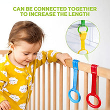 Load image into Gallery viewer, Kisangel 4Pcs Baby Crib Pull Rings, 4 Colors Baby Bed Stand Up Rings Baby Cot Hanging Rings for Infant Baby Toddler Walking Assistant Training Tool
