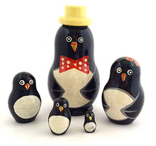 Load image into Gallery viewer, BuyRussianGifts Penguin Russian Nesting Dolls 5 Piece Hand Painted Set 3&quot; Tall
