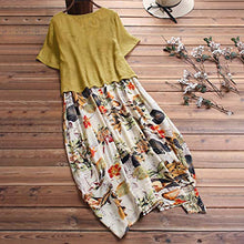 Load image into Gallery viewer, Plus Size Dress for Women Two Piece Vintage Floral Print Short Sleeve Loose Casual Straight Flowy with Side Pockets (XXXL, Yellow)
