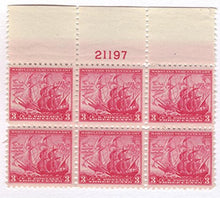 Load image into Gallery viewer, No. 736, 1934 3c Maryland Tercentenary Numbered Plate Block of 6 Stamps
