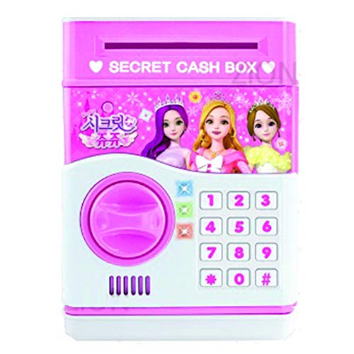 Secret JuJu Cash Box Cartoon Electronic ATM Password Piggy Bank Cash Coin Can Auto Scroll Paper Money Saving Box Gift for Kids