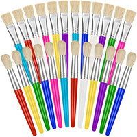 24Pcs Paint Brushes for Kids, YGAOHF Durable Kids Paint Brushes, Easy to Clean and Hold Toddler Paint Brushes, Round and Flat Childrens Paint Brushes for Washable Oil Acrylic Paint
