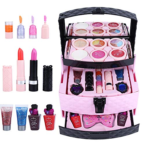 Beauty Box Cosmetic Decoration Toy,Girls Make Up Case Powder Blush Cosmetic Set Children Kids Makeup Playing Accessories Toys Makeup Kit Cosmetic Toy
