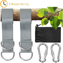 Load image into Gallery viewer, Borndo Swing Hanging Hammock Straps Kit Holds 990Lbs, 4.9ft Long with Two Zinc Alloy Carabiners, Tree Swing &amp; Hammocks, Perfect for Swings,Carry Pouch Easy Fast Installation
