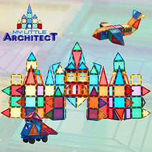 Load image into Gallery viewer, My Little Architect Magnetic Tiles for Kids, Educational 3D Magnet Building Blocks Set, 100pcs STEM Preschool Toys for Children Creative Toy, Magnets in Various Tile Shapes, Inspirational Learning
