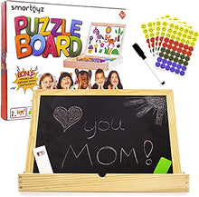 Load image into Gallery viewer, XL Wooden Educational Toys Magnetic Kit - Easel Tabletop w/ Whiteboard, Chalkboard, Animal &amp; Shapes, Letters, Numbers, Dry Erase Pen, &amp; Chalks - Portable Magnet Board for Kids 3 Years Old &amp; Above
