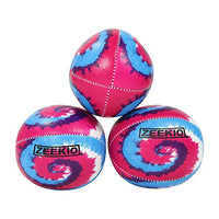 Zeekio Tie Dye Festival Juggling Balls - [Set of 3] 6-Panel Balls, Millet Field, 120g Each, Pink/Blue/White Swirl