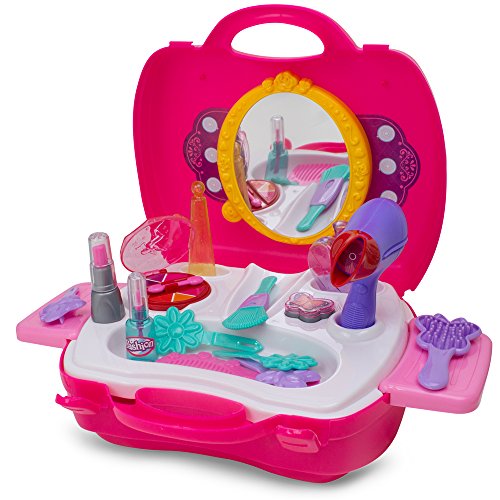 KIDSTHRILL Little Girls Make Up Case and Cosmetic Set - Pretend Play Kids Beauty Salon