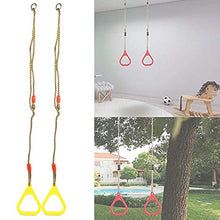 Load image into Gallery viewer, A Pair of Hanging Rings 4.59ft Adjustable Plastic Swing Fitness Exercise Trapeze Swing Bar Rings with Rope for Kids(Yellow)

