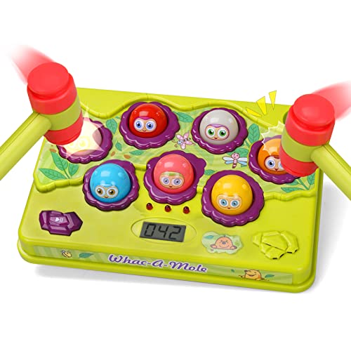 FS Whack A Mole Game for Toddlers, Music Toys for 2 3 4 Year Old Boys and Girls, Early Developmental Interactive Pound a Mole Game, Gift for Age 2 3 4 Years Old Boys, Girls, with 2 Hammers