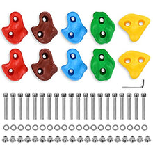 Load image into Gallery viewer, TOPNEW 10PCS Climbing Holds for Kids, Rock Wall Climbing Kit with Hardware for Indoor and Outdoor Climbing Wall
