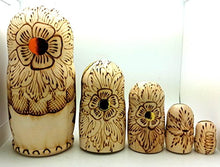 Load image into Gallery viewer, Russian Nesting Doll with Flowers Traditional Wood Burned Hand Carved Hand Painted 5 Piece Doll Set / 7&quot; Tall
