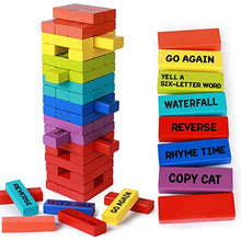 Load image into Gallery viewer, Atoylink Stacking Games -- 54 PCS Stacking Blocks with 40 Different Rules and Games for Night Party Game (Rainbow)
