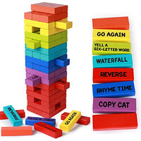 Atoylink Stacking Games -- 54 PCS Stacking Blocks with 40 Different Rules and Games for Night Party Game (Rainbow)