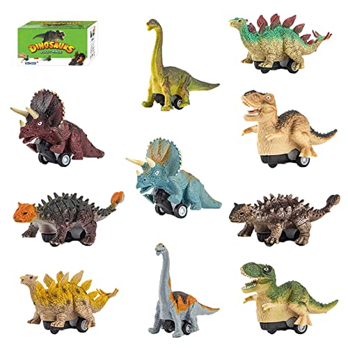 AZSEUOR Dinosaur Toys for 2+ Year Old Kids Monster Trucks Dino Toys Playset for Boys Girls Christmas Birthday Gift, 10 Pack