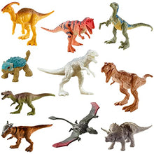 Load image into Gallery viewer, Jurassic World Camp Cretaceous Multipack with 10 Mini Dinosaur Action Figures, Realistic Sculpting &amp; One or More Movable Articulation Points Iconic to Its Species, 4 Years Old &amp; Up [Amazon Exclusive]
