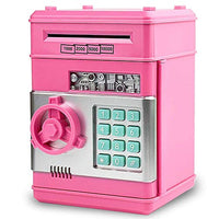 AFFIMS Electronic Piggy Bank, Birthday Toys Gifts for 4 5 6 7 8 9 10 Year Old Boys Girls, Electronic Real Money Coin ATM Machine, Large Saving Bank Safe Lock Box, Kids Kawaii Cute Stuff (RED) (Pink)