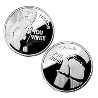 Stripper Pin Up Good Luck Heads Tails Challenge Coin - Commemorative Coin Gift for Men (Silver)