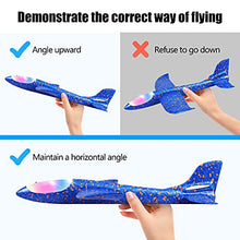 Load image into Gallery viewer, Toyly 2 Pack LED Airplane Toys,17.5&quot; Large Throwing Foam Plane,2 Flight Mode Glider Plane,Outdoor Toy for Kids,Flying Toy for Kids,Gift Toys for Boys Girls 3 4 5 6 7 8 9 Year Old
