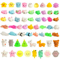 KIZCITY 60 Pcs Mochi Squishies, Kawaii Squishy Toys for Party Favors, Animal Squishies Stress Relief Toys for Boys & Girls Birthday Gifts, Classroom Prize, Goodie Bags Stuffers