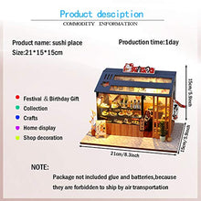 Load image into Gallery viewer, SYW Miniature Dollhouse with Furniture and LED Lights, Japanese Model Kit Wooden Dollhouse, 1:24 Scale Wooden Handmade Building Model Puzzle Toy(Sushi Shop)
